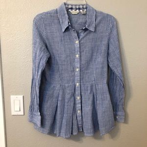 11.1. Tylho Anthropologie Peplum Button down top